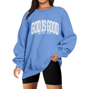 Christian Sweatshirt Oversized Bible Verse Gift Casual Religious Top